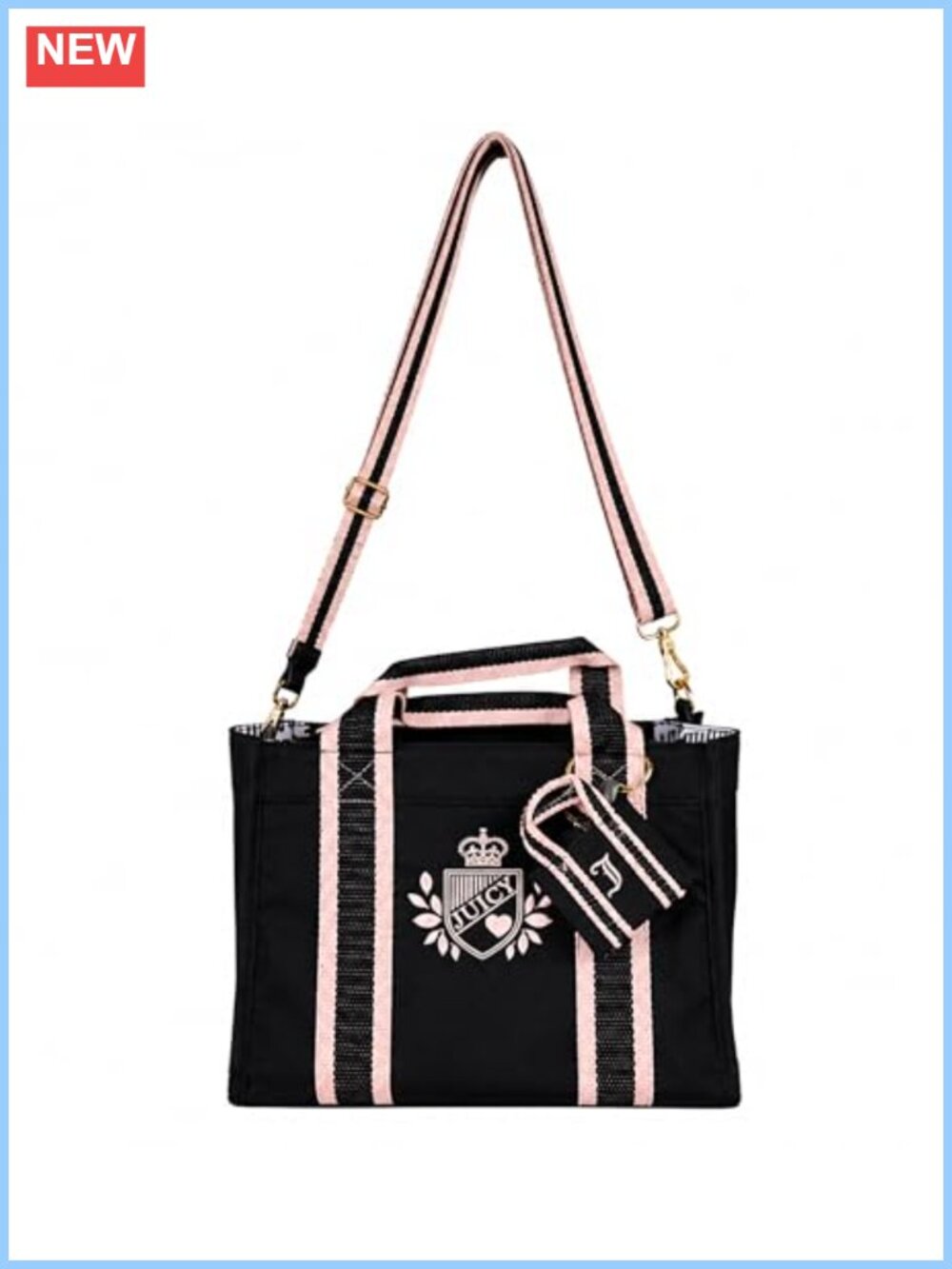 Juicy Couture Prep School Mini Tote Bag Structured Canvas Crossbody Satchel